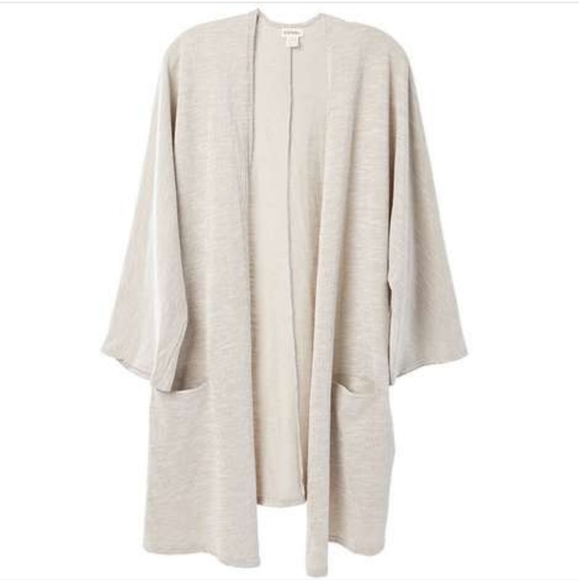 2/$80! DONNI Ribbed Grey and White Striped Open Sweater - Picture 5 of 13